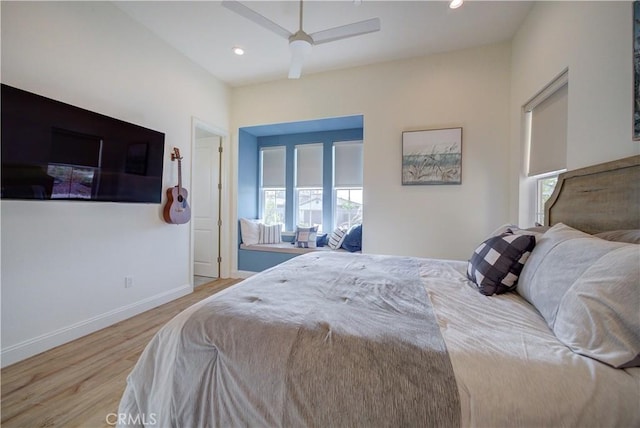 851 Trail View Pl, Nipomo, CA 93444 - bedroom featuring wood finished floors, multiple windows, baseboards, recessed lighting, and ceiling fan