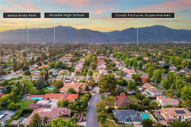 2520 Louise Ave, Arcadia, CA 91006 - aerial perspective of suburban area with a mountain backdrop
