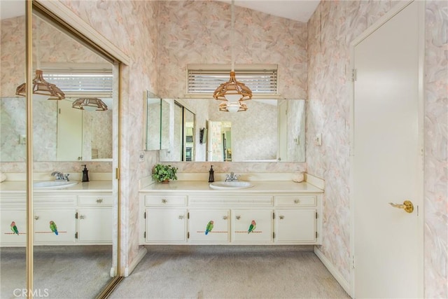 2605 La Praix St, Highland, CA 92346 - bathroom with wallpapered walls and vanity
