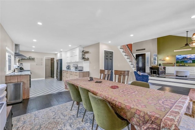 1850 W 186th St, Torrance, CA 90504 - dining room with dark wood-style flooring, stairs, and recessed lighting