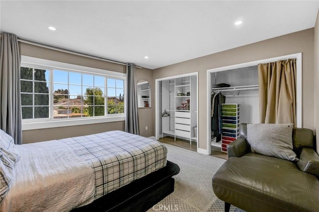 1850 W 186th St, Torrance, CA 90504 - bedroom featuring two closets, recessed lighting, baseboards, and wood finished floors