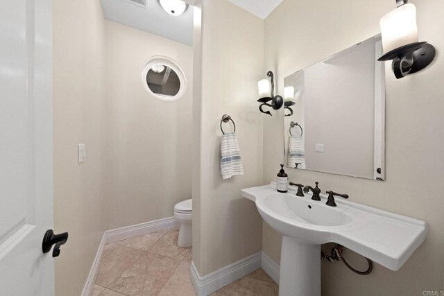 1455 Independence Way, Vista, CA 92084 - half bathroom with toilet, baseboards, and tile patterned flooring