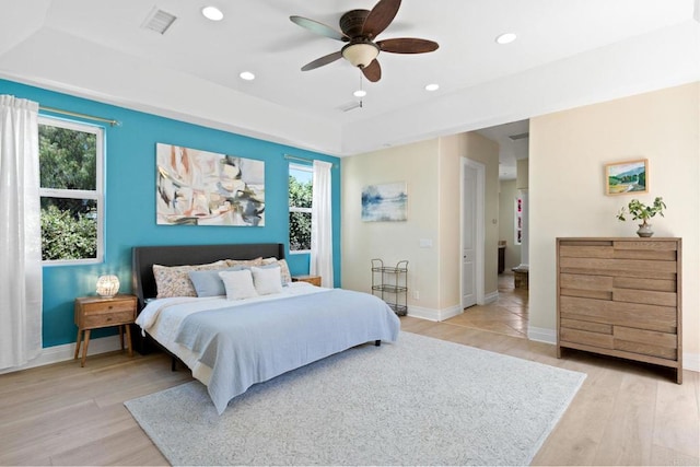 1455 Independence Way, Vista, CA 92084 - bedroom featuring multiple windows, light wood-style flooring, recessed lighting, and baseboards