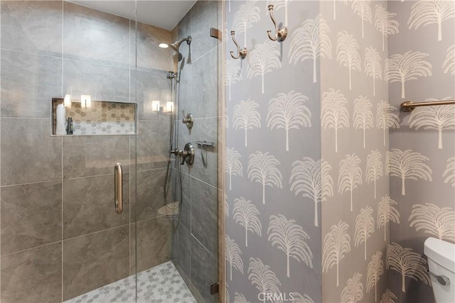 23721 Sarda Rd, Valencia, CA 91355 - bathroom featuring toilet and a shower stall