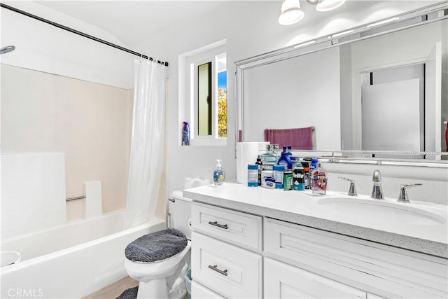 268 Lemon, Irvine, CA 92618 - full bathroom featuring vanity, shower / bathtub combination with curtain, and toilet