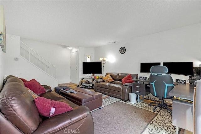268 Lemon, Irvine, CA 92618 - living area featuring stairs and an office area
