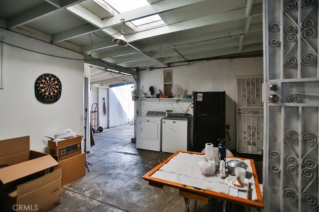 2851 Webster Ave, Long Beach, CA 90810 - below grade area featuring freestanding refrigerator and independent washer and dryer