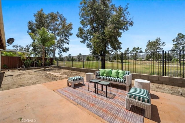 225 Caldera Ln, Hemet, CA 92545 - fenced backyard with a patio area and outdoor lounge area