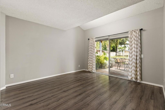 817 Copper Privado, Ontario, CA 91762 - spare room featuring baseboards, dark wood-style flooring, a textured ceiling, and lofted ceiling