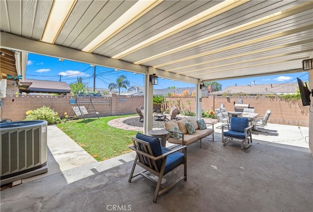 5471 Santa Gertrudes Ave, Garden Grove, CA 92845 - view of patio / terrace with cooling unit and outdoor dining area