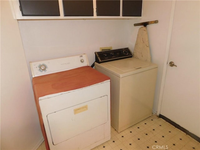 10755 Jasper Ave, Redlands, CA 92374 - laundry area featuring independent washer and dryer, cabinet space, and baseboards