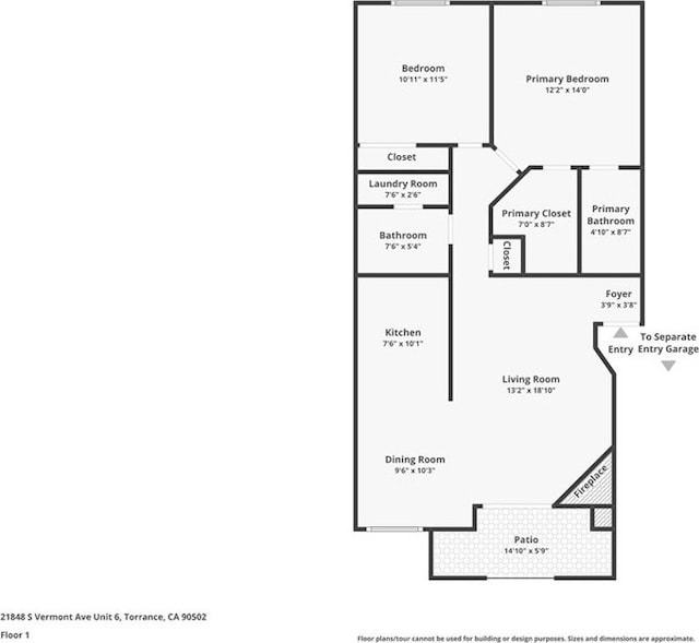 21848 S Vermont Ave Unit 6, Torrance, CA 90502 - view of floor plan / room layout