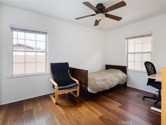 22305 Ladeene Ave, Torrance, CA 90505 - bedroom featuring multiple windows, wood finished floors, an office area, and ceiling fan