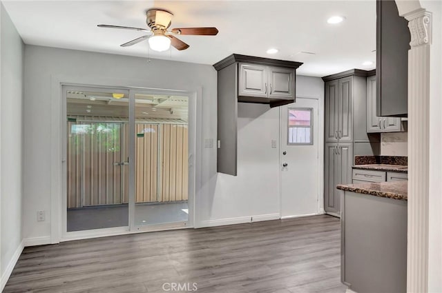 17053 Roscoe Blvd Unit 3, Northridge, CA 91325 - entryway featuring wood finished floors, baseboards, ceiling fan, and recessed lighting
