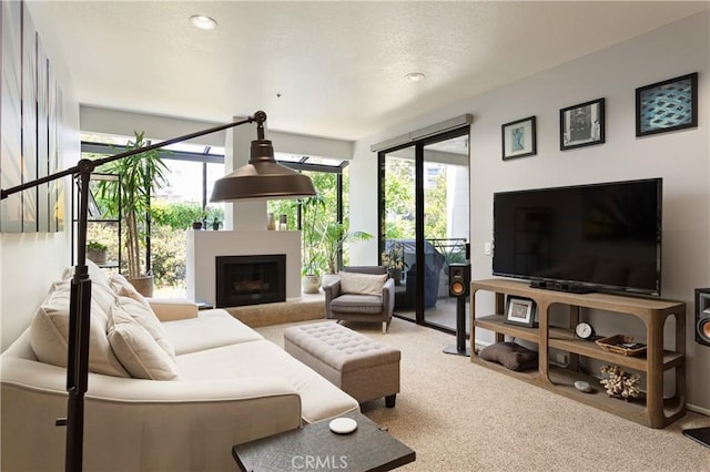 270 Cagney Ln Unit 215, Newport Beach, CA 92663 - living room featuring carpet flooring and a fireplace