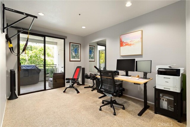 270 Cagney Ln Unit 215, Newport Beach, CA 92663 - office area featuring carpet, baseboards, and recessed lighting