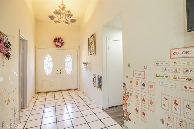 38740 25th St E, Palmdale, CA 93550 - foyer entrance featuring a chandelier and light tile patterned floors