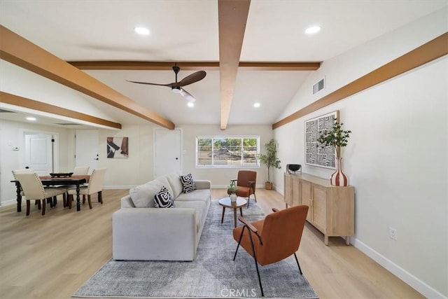 18710 Corwin Rd, Apple Valley, CA 92307 - living room featuring light wood-style flooring, baseboards, ceiling fan, and recessed lighting