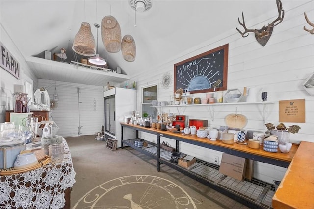 kitchen with concrete floors