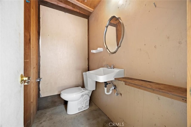 bathroom with toilet and concrete floors