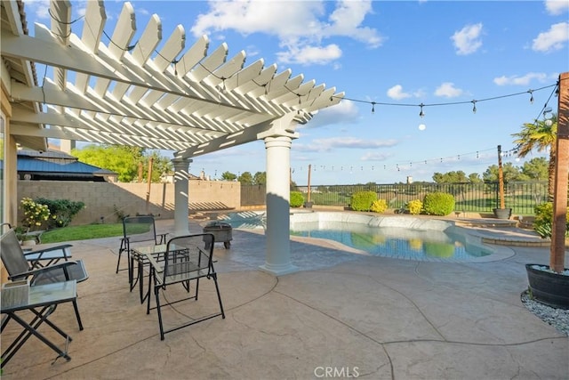 4064 Prestwick Ln, Palmdale, CA 93551 - view of swimming pool with a fenced backyard, a pergola, and a patio area