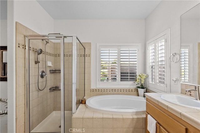 4064 Prestwick Ln, Palmdale, CA 93551 - full bathroom featuring a bath, plenty of natural light, and a shower stall