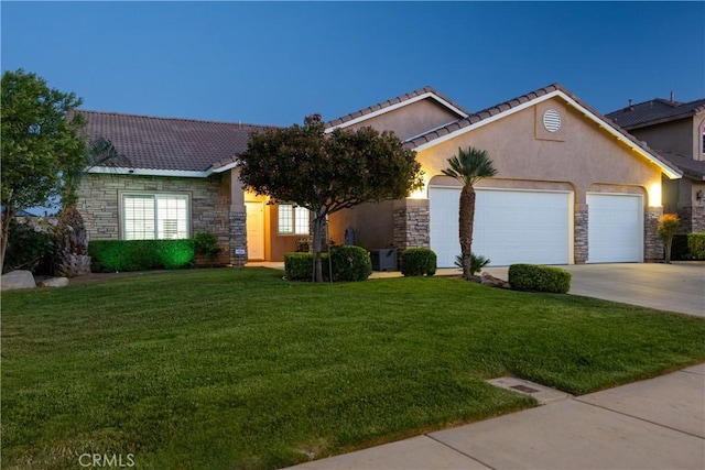 4064 Prestwick Ln, Palmdale, CA 93551 - view of front of property with stone siding, stucco siding, and an attached garage