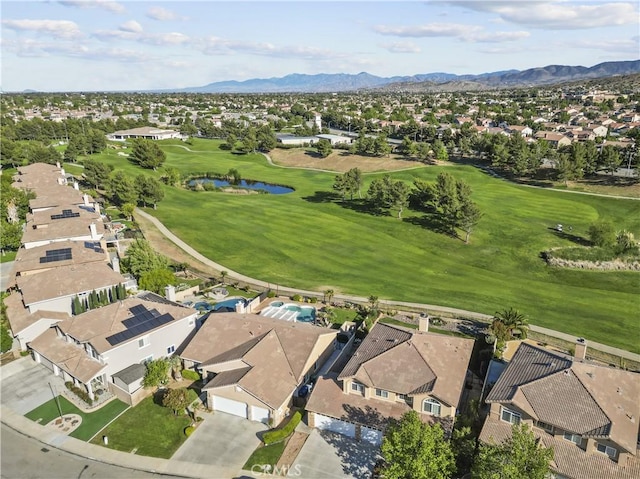 4064 Prestwick Ln, Palmdale, CA 93551 - aerial overview of property's location featuring nearby suburban area, a golf course, and a water and mountain view