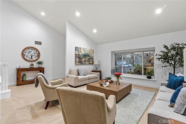 30 Yorktown, Irvine, CA 92620 - living area with recessed lighting, high vaulted ceiling, and baseboards