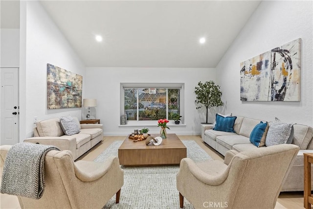 30 Yorktown, Irvine, CA 92620 - living area featuring recessed lighting, high vaulted ceiling, and baseboards