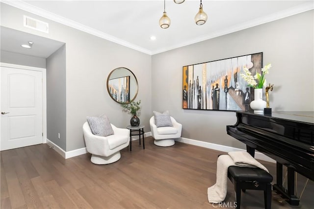 202 W Lemon Ave, Arcadia, CA 91007 - sitting room with wood finished floors, ornamental molding, and recessed lighting