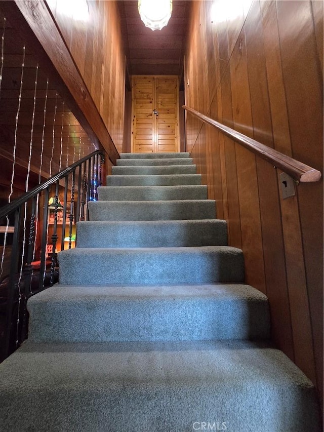 33337 Holcomb Creek Dr, Green Valley Lake, CA 92341 - stairs with wooden walls
