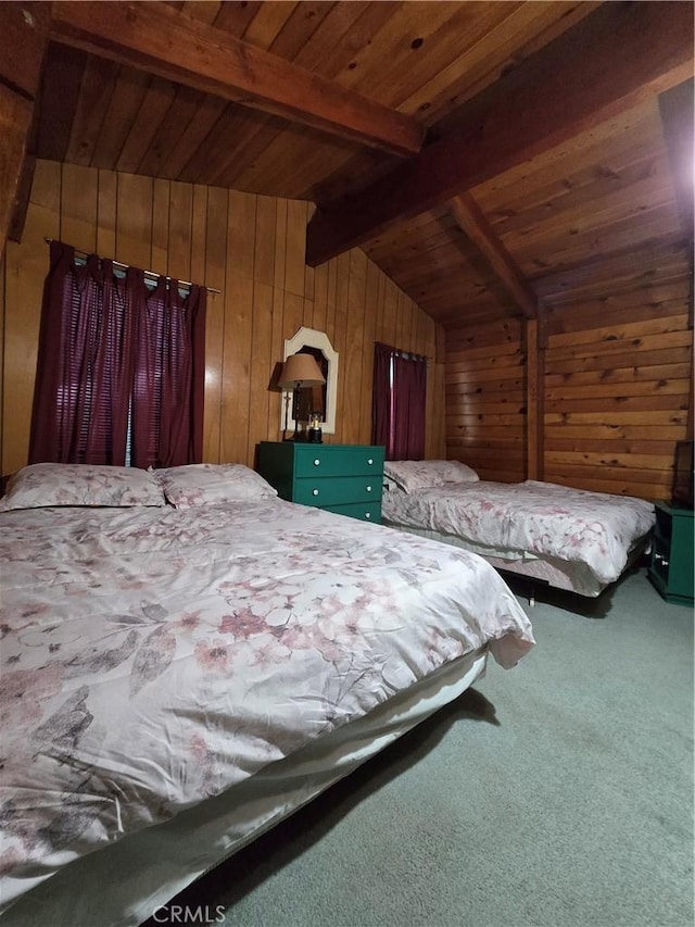 33337 Holcomb Creek Dr, Green Valley Lake, CA 92341 - carpeted bedroom with wood walls and wood ceiling