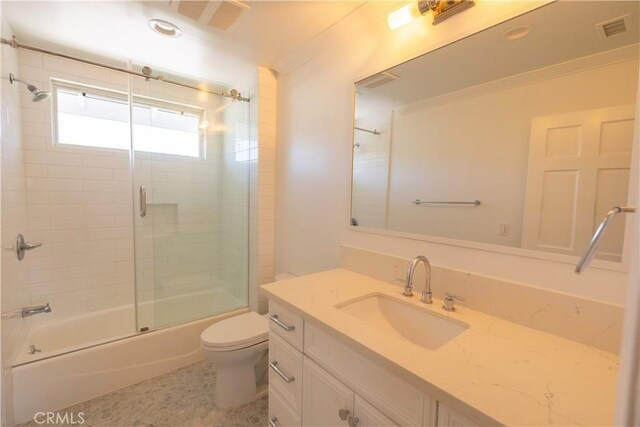 12539 Presnell St, Los Angeles, CA 90066 - full bath featuring toilet, vanity, combined bath / shower with glass door, and crown molding
