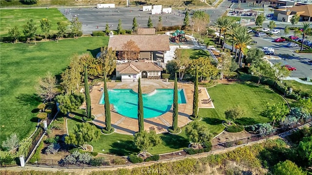 16418 Village Meadow Dr, Riverside, CA 92503 - aerial view of a pool area