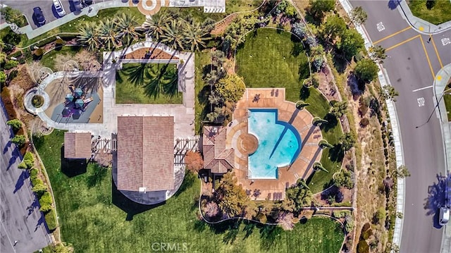 16418 Village Meadow Dr, Riverside, CA 92503 - aerial view of property and surrounding area with a pool