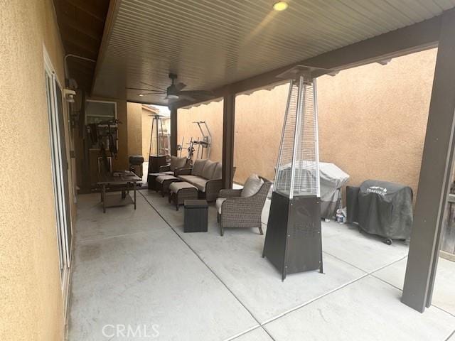1421 Alta Palma Rd, Perris, CA 92571 - view of patio / terrace featuring an outdoor hangout area, ceiling fan, and grilling area