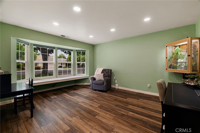 3171 Eagle Lake Ct, Chico, CA 95973 - sitting room featuring dark wood-style flooring, baseboards, recessed lighting, and an office area