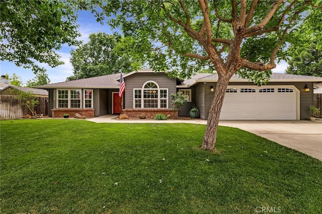 3171 Eagle Lake Ct, Chico, CA 95973 - ranch-style house featuring brick siding, a garage, concrete driveway, and roof with shingles