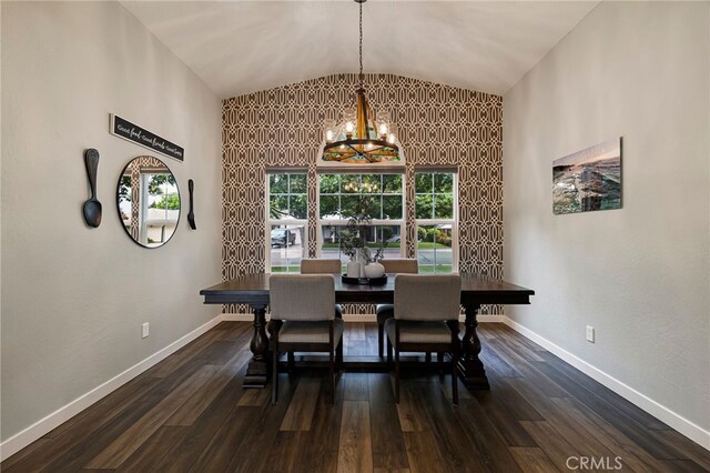3171 Eagle Lake Ct, Chico, CA 95973 - dining room with a chandelier, lofted ceiling, baseboards, and wood finished floors