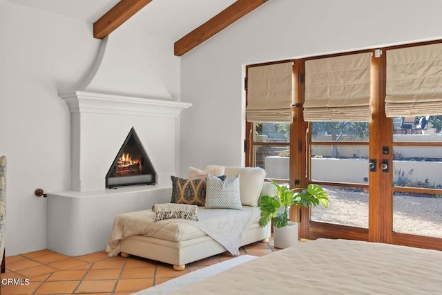 10971 Alto Ct, Oak View, CA 93022 - sitting room featuring tile patterned flooring, french doors, and a fireplace