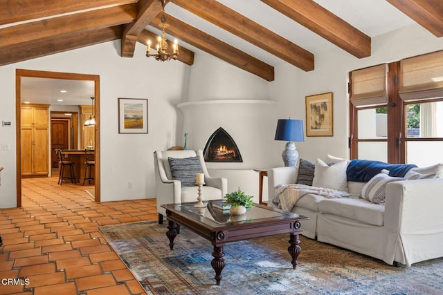 10971 Alto Ct, Oak View, CA 93022 - living room with a chandelier, a fireplace, and recessed lighting