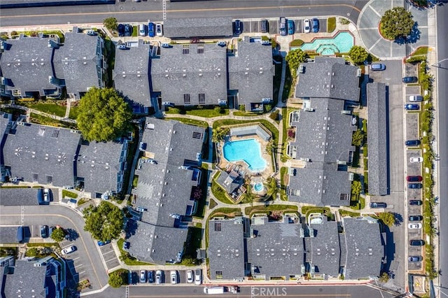 aerial overview of property's location featuring a pool area