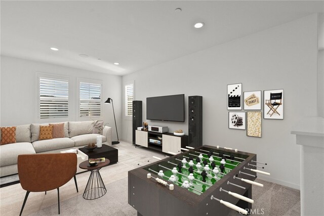 28600 Foothill Way, Saugus, CA 91350 - game room with recessed lighting, light colored carpet, and baseboards