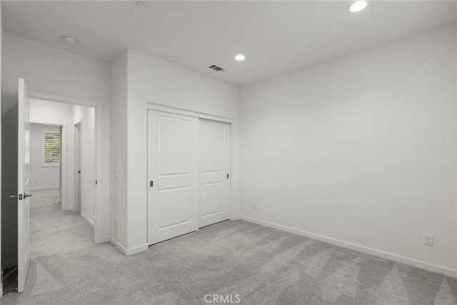 28600 Foothill Way, Saugus, CA 91350 - unfurnished bedroom with light colored carpet, recessed lighting, baseboards, and a closet