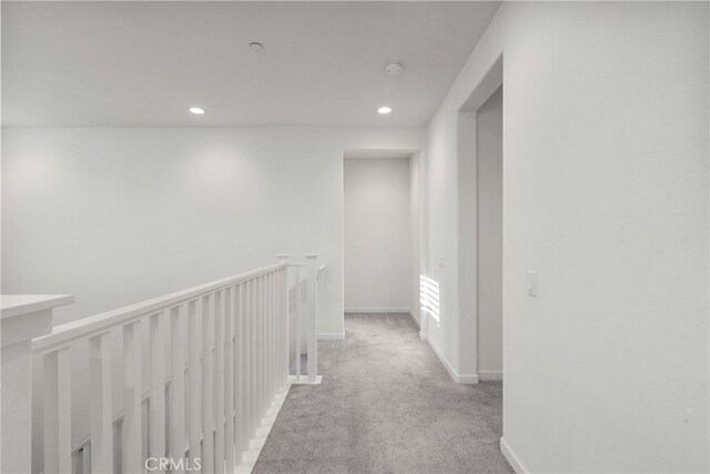 28600 Foothill Way, Saugus, CA 91350 - hall featuring carpet flooring, recessed lighting, baseboards, and an upstairs landing