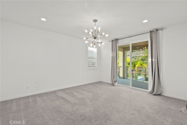 28600 Foothill Way, Saugus, CA 91350 - unfurnished room with a chandelier, carpet, recessed lighting, and baseboards