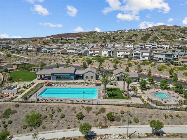 28600 Foothill Way, Saugus, CA 91350 - aerial perspective of suburban area with a pool area and a mountainous background