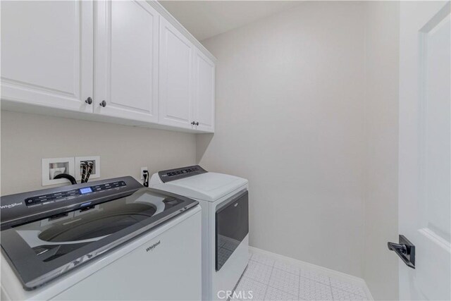1705 Almond Tree Pl, Upland, CA 91784 - laundry room featuring cabinet space, independent washer and dryer, and baseboards