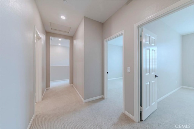 1705 Almond Tree Pl, Upland, CA 91784 - hall featuring carpet floors, recessed lighting, attic access, and baseboards